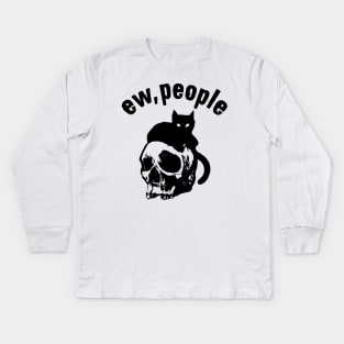 Skull and Cat ew People Kids Long Sleeve T-Shirt